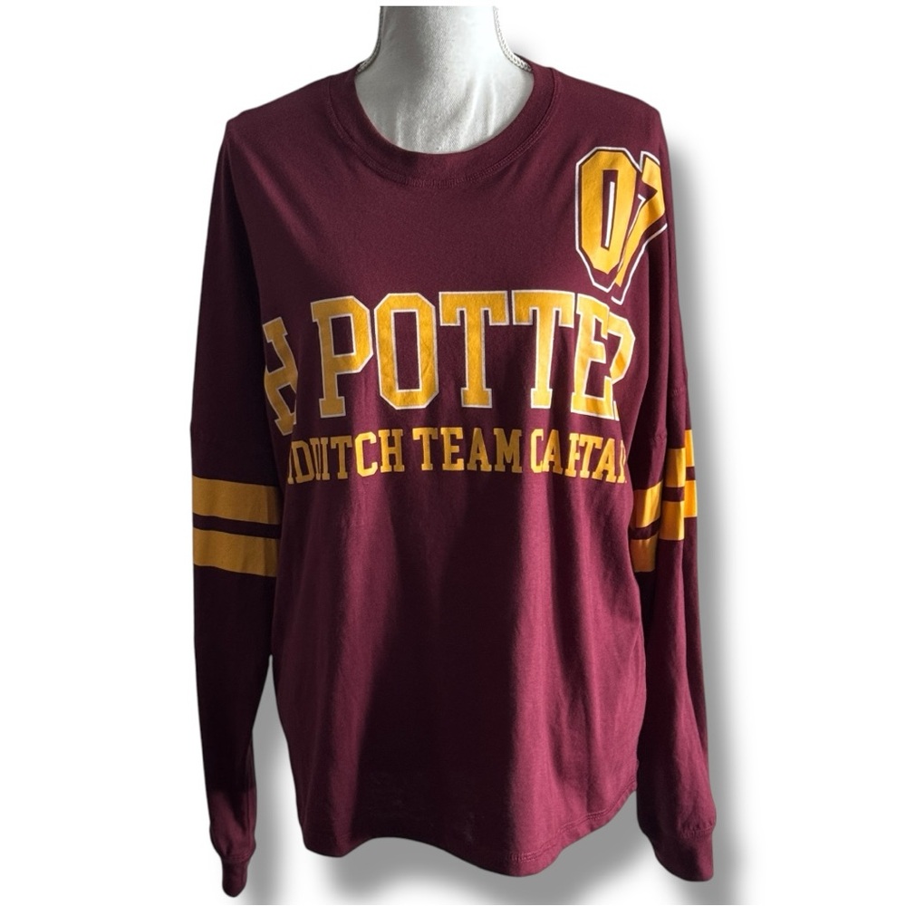 Harry Potter Gryffindor Quidditch Team Captain Long Sleeve Shirt Maroon Gold